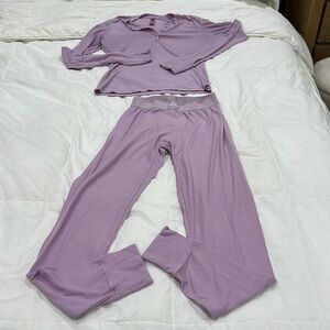 SKIMS Lilac Ribbed Two-Piece Pajama Set